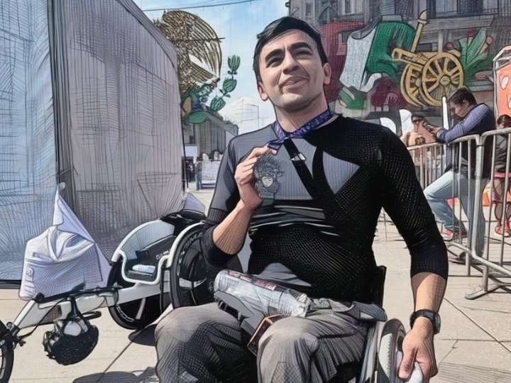Él es Marco Antonio Caballero, el paratleta mexicano que se quejó de los baches en el Maratón de la CDMX