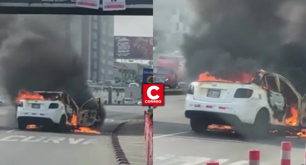 Incendio de auto genera caos vehicular en la Vía Expresa