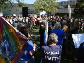 Hundreds at Belleville's Loyalist College rally against cuts