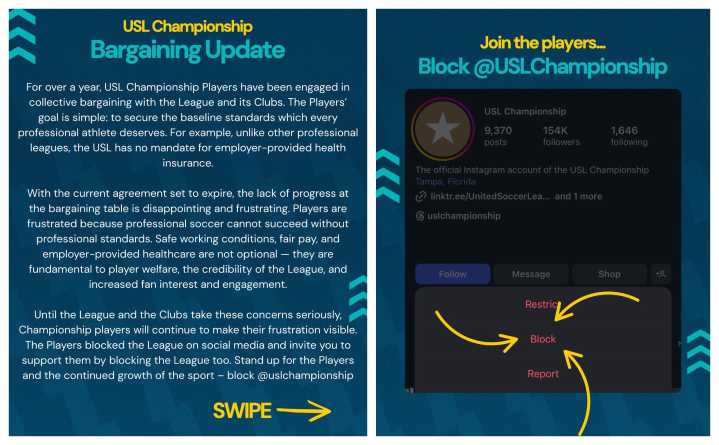 USLPA urges fans to block Championship’s social media 