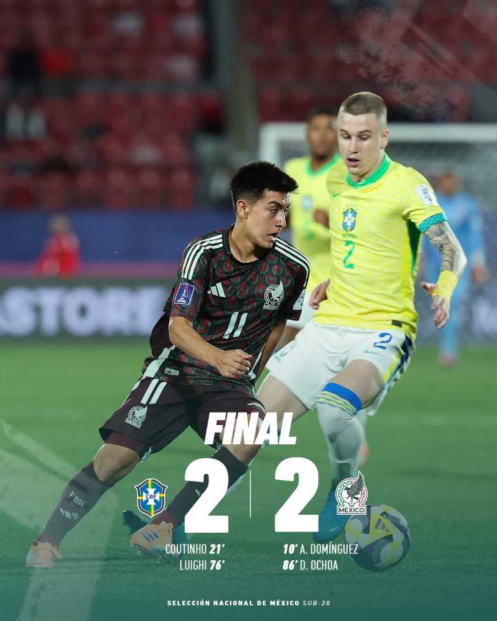 México empata frente a Brasil en la Copa del Mundo Sub