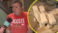 ¡Pura superación! Hombre sin manos de Cerro Navia realiza bellos diseños en madera
