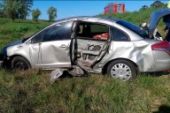 Un auto despistó y volcó en el tramo del sur entrerriano de la Autovía 14