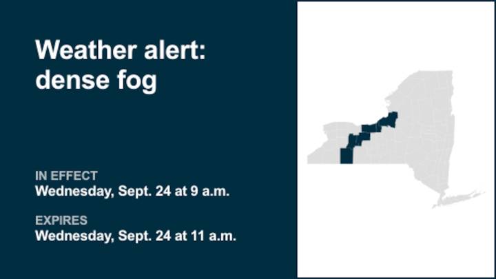 NY weather: Weather alert issued for dense fog in New York Wednesday midday