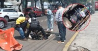 VIDEO: El momento exacto en que un motociclista es 'tragado' por un registro sin tapa en División del Norte