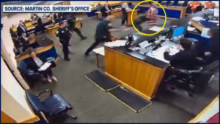 VIDEO: Florida courtroom erupts in chaos after man allegedly attacks, spits at judge
