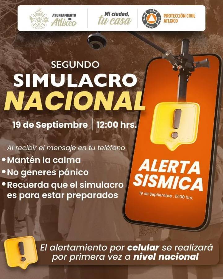 Atlixco se suma al segundo simulacro nacional 2025: Ariadna Ayala convoca a participar
