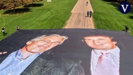 VIDEO: Una protesta con imágenes de Jeffrey Epstein recibe a Trump en su visita al castillo de Windsor