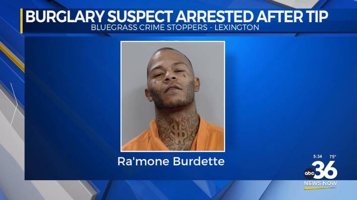 Crime Stoppers tip leads to arrest of Lexington burglary suspect