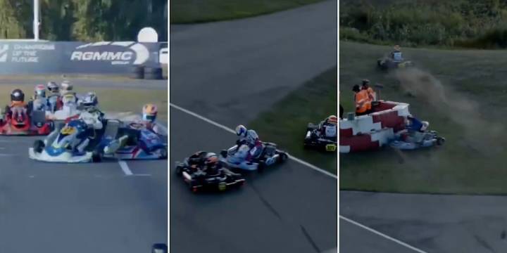 Hizo un gesto, su rival lo encerró y protagonizó un dramático accidente: la peligrosa maniobra en una carrera de karting que recorre el mundo