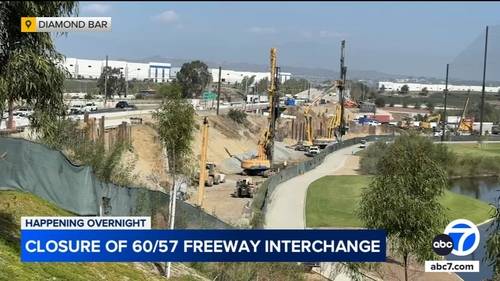 60 Freeway in Diamond Bar to close for hours Sunday; project aims to ease traffic bottleneck