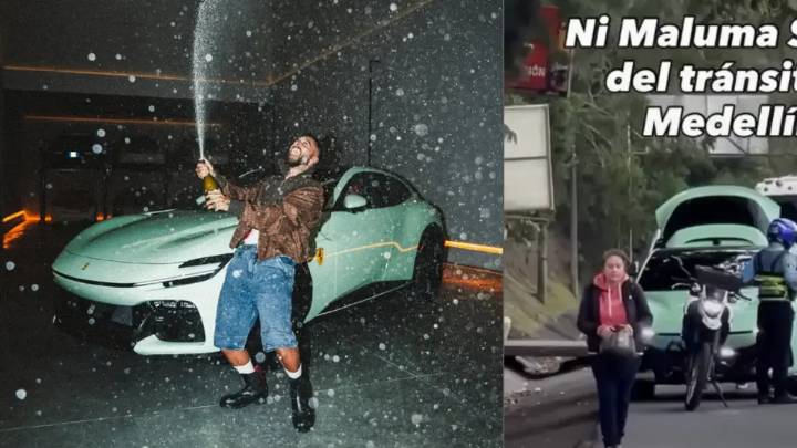 Video| Maluma salió a estrenar su Ferrari nuevo, único en el mundo, a las calles de Medellín y agentes de tránsito no se la perdonaron