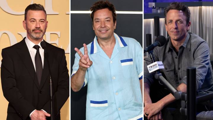 Watch as late-night hosts react to Jimmy Kimmel suspension