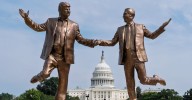 Donald Trump, Jeffrey Epstein: Controversial  statue torn down one day after it appeared