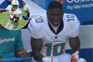 Dolphins' Tyreek Hill visibly on frustrated bench in ugly loss