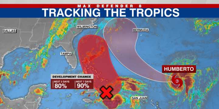 Humberto becomes a hurricane; chances of second system increase