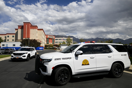 Photos from Utah Valley University before and after the shooting of Charlie Kirk