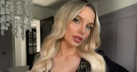 Helen Flanagan exposes black lace bra under corset dress in plunging display