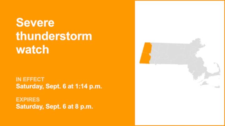 Severe thunderstorm watch for Berkshire County until Saturday evening
