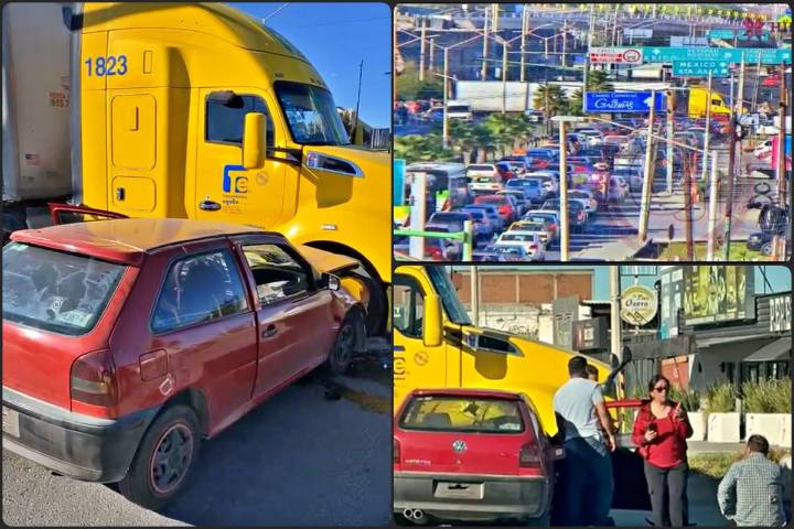 Auto impacta contra tráiler en bulevar Felipe Ángeles, generando congestión vial