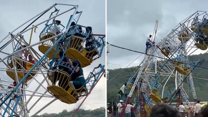 Bhopal Shocker! Giant Wheel Swing Collapses At Khandera Temple In Raisen, Gets Stuck At 120°