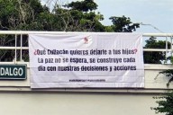 Cuelgan mantas con mensajes para la paz en Culiacán