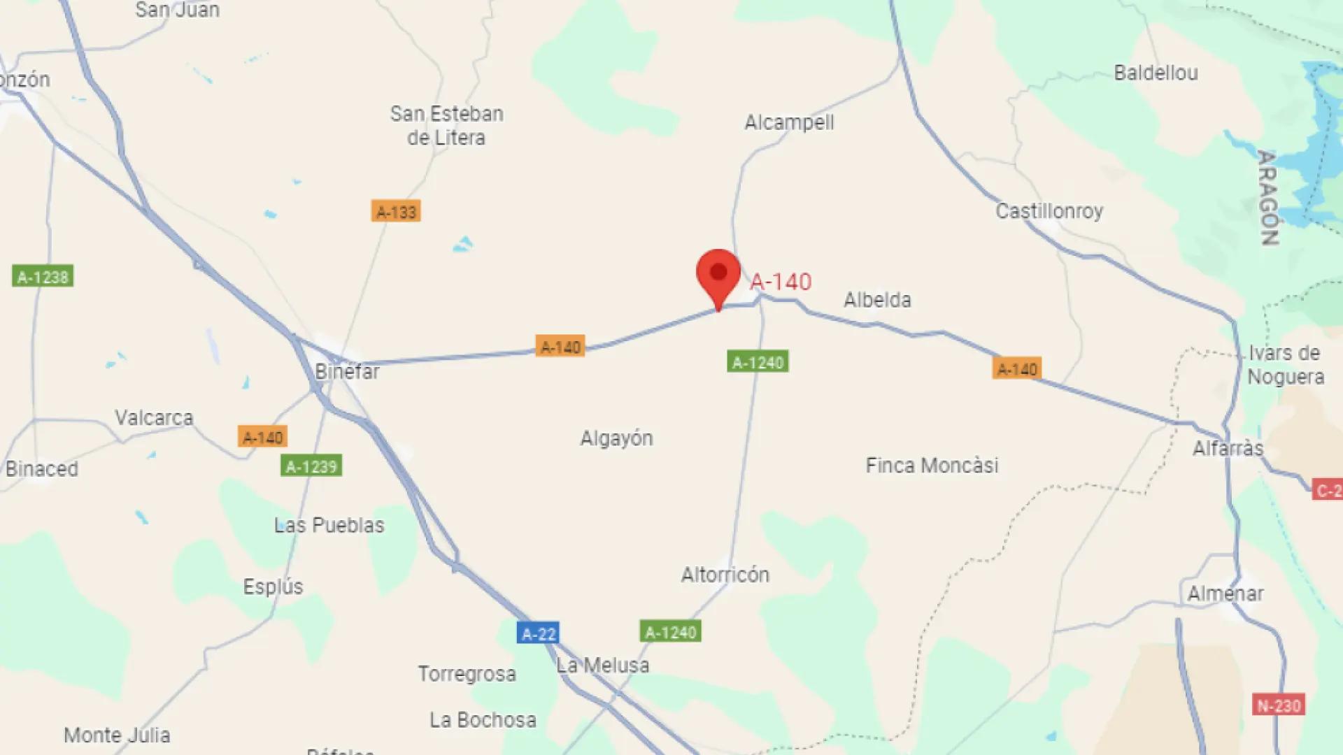 La caída de una torre eléctrica corta la A-140 en ambos sentidos en San Esteban de Litera