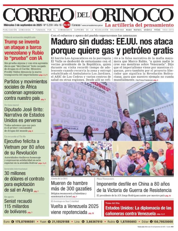 Edición Impresa Correo del Orinoco N° 5.259