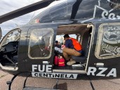 Trasladan de emergencia por aire a paciente con problema cardíaco
