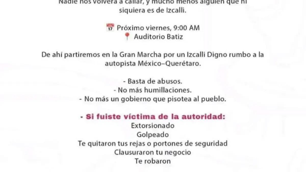 Marcharán pobladores de Cuautitlán Izcalli en contra del gobierno