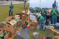 Camión cervecero se vuelca en Playa del Carmen; reportan al conductor herido