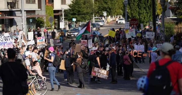 Hundreds protest at ICE building after Trump’s announcement of troop deployment to Portland