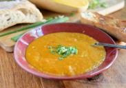 Creamy butternut squash bisque says hello to autumn