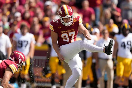 Kyle Konrardy's late 54-yard field goal gives No. 16 Iowa State 16