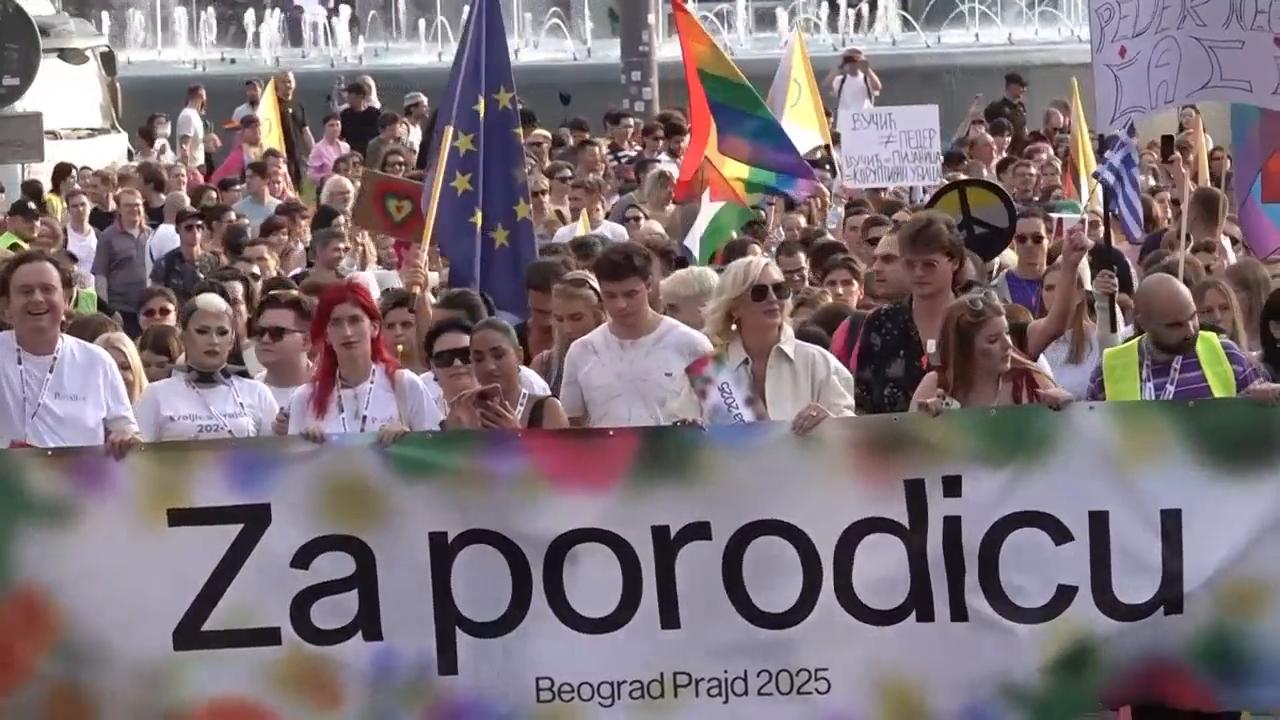 Pride marchers in Belgrade condemn police violence against anti