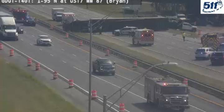 All lanes on I-95 South reopen after overturned semi-truck blocked traffic for over two hours