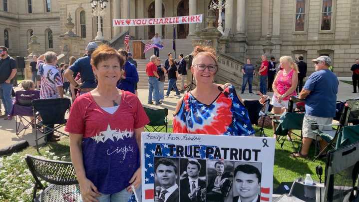 Hundreds honor Charlie Kirk at GOP rally at Michigan Capitol