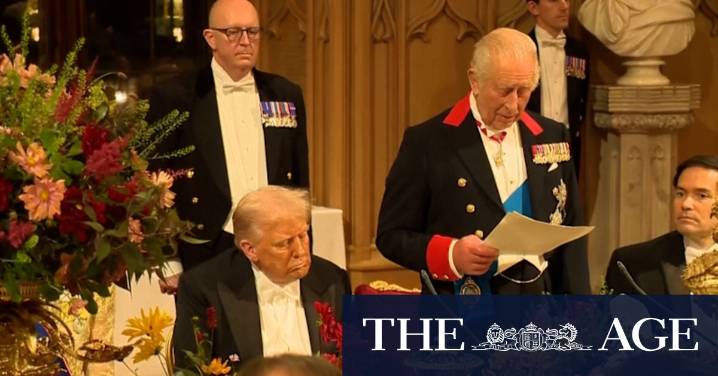 King Charles III makes speech at state banquet for Donald Trump