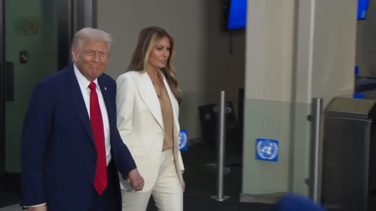 Trump arrives at the UN headquarters to address world leaders at the General Assembly