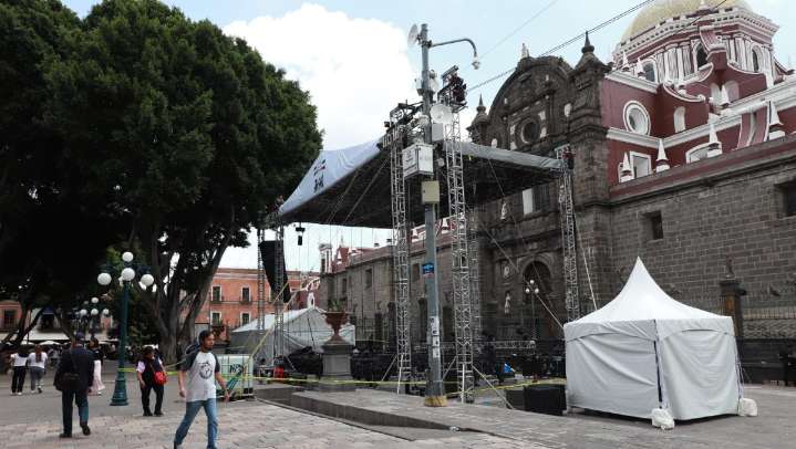 Así avanzan los preparativos en el Zócalo de Puebla para fiestas patrias 2025