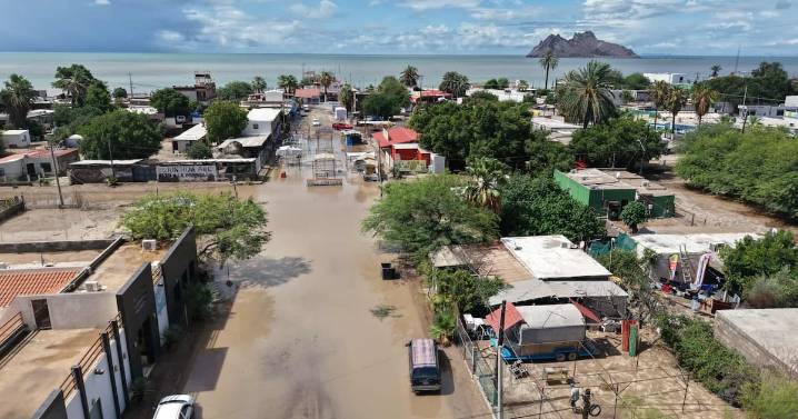Tormenta tropical Lorena deja casas y calles inundadas en cuatro colonias de Bahía de Kino; autoridades realizan recorridos de apoyo