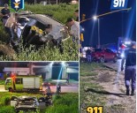 Ruta 11: despistó tras chocar contra una camioneta y terminó n un canal