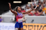 Sha'Carri, Lyles anchor relays in the rain for an American 4x100 sweep at worlds