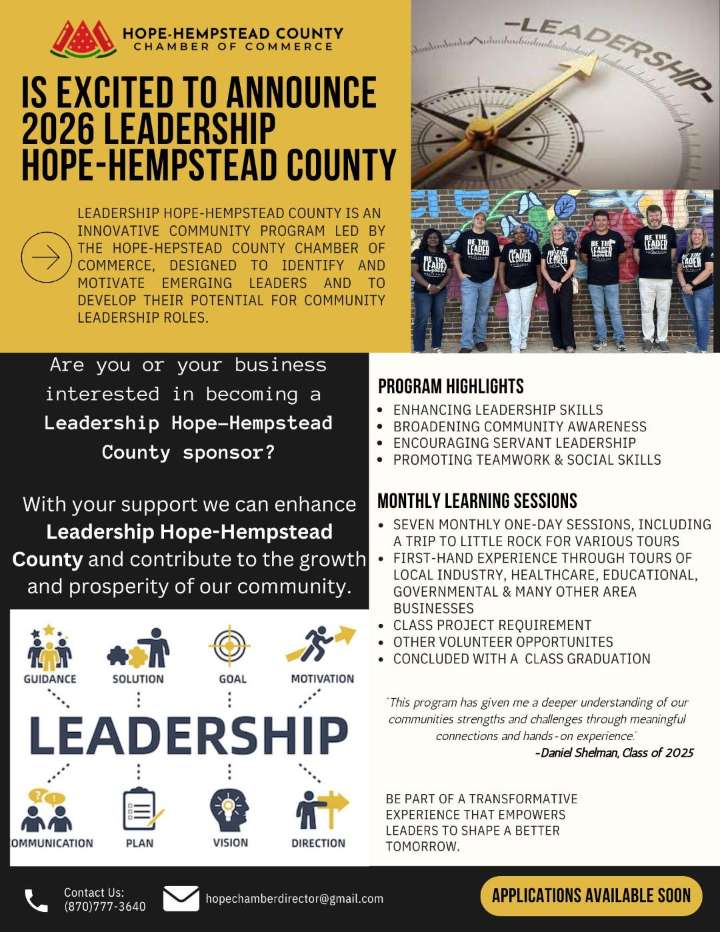 Leadership Hope-Hempstead County 2026 – announcement & Community Coffee