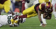 Commanders' Jayden Daniels will not play against the Raiders on Sunday because of an injured knee