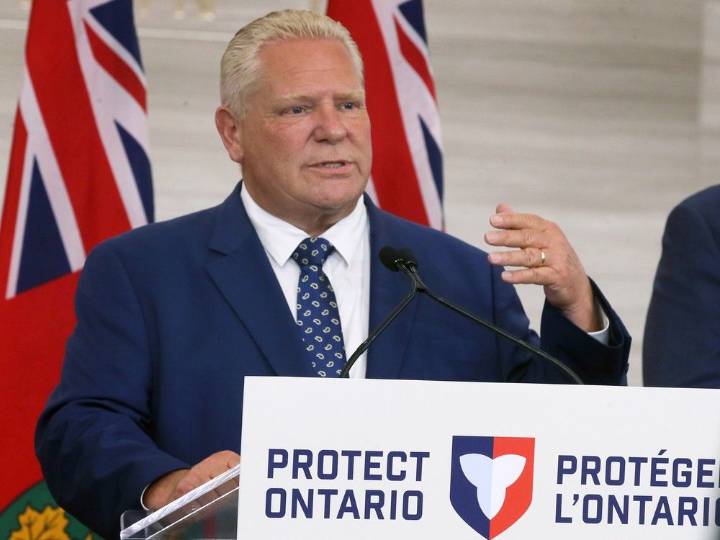 Doug Ford pours out bottle of Crown Royal over upcoming Diageo plant closure in Amherstburg