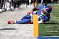 Giants’ Malik Nabers carted off against Chargers with knee injury