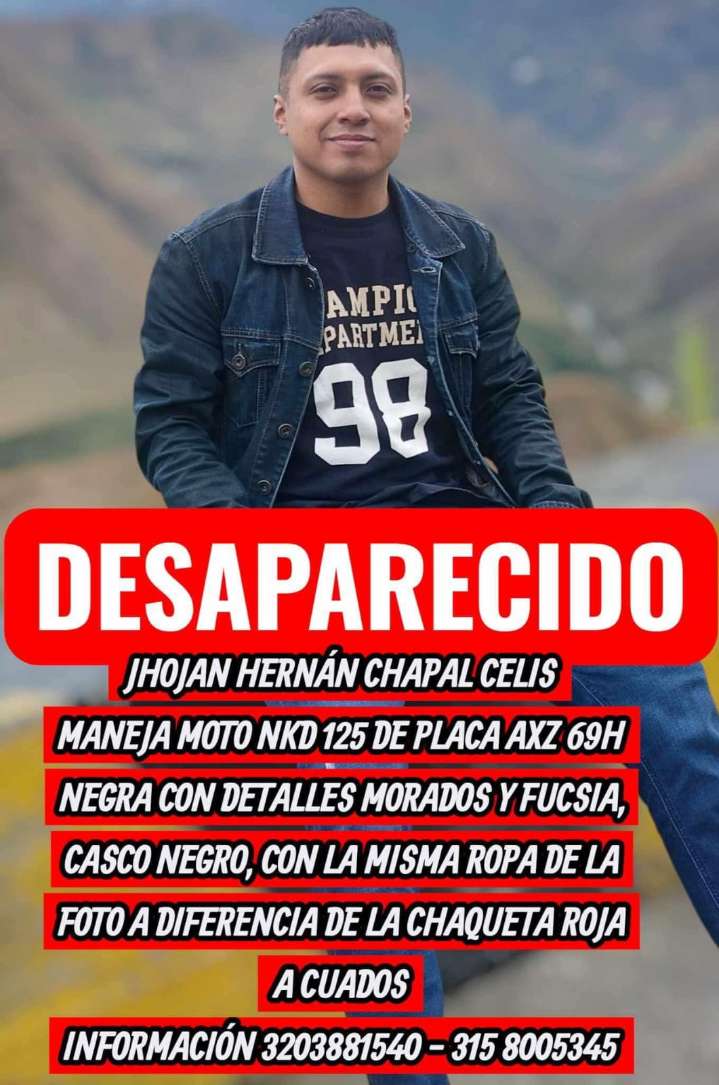Alerta en Nariño: desaparecido Jhojan Hernán Chapal Celis