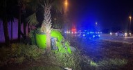 Three men seriously injured in crash after car goes airborne on I