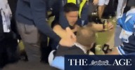 Police investigate wild brawl between Roosters and Sharks supporters